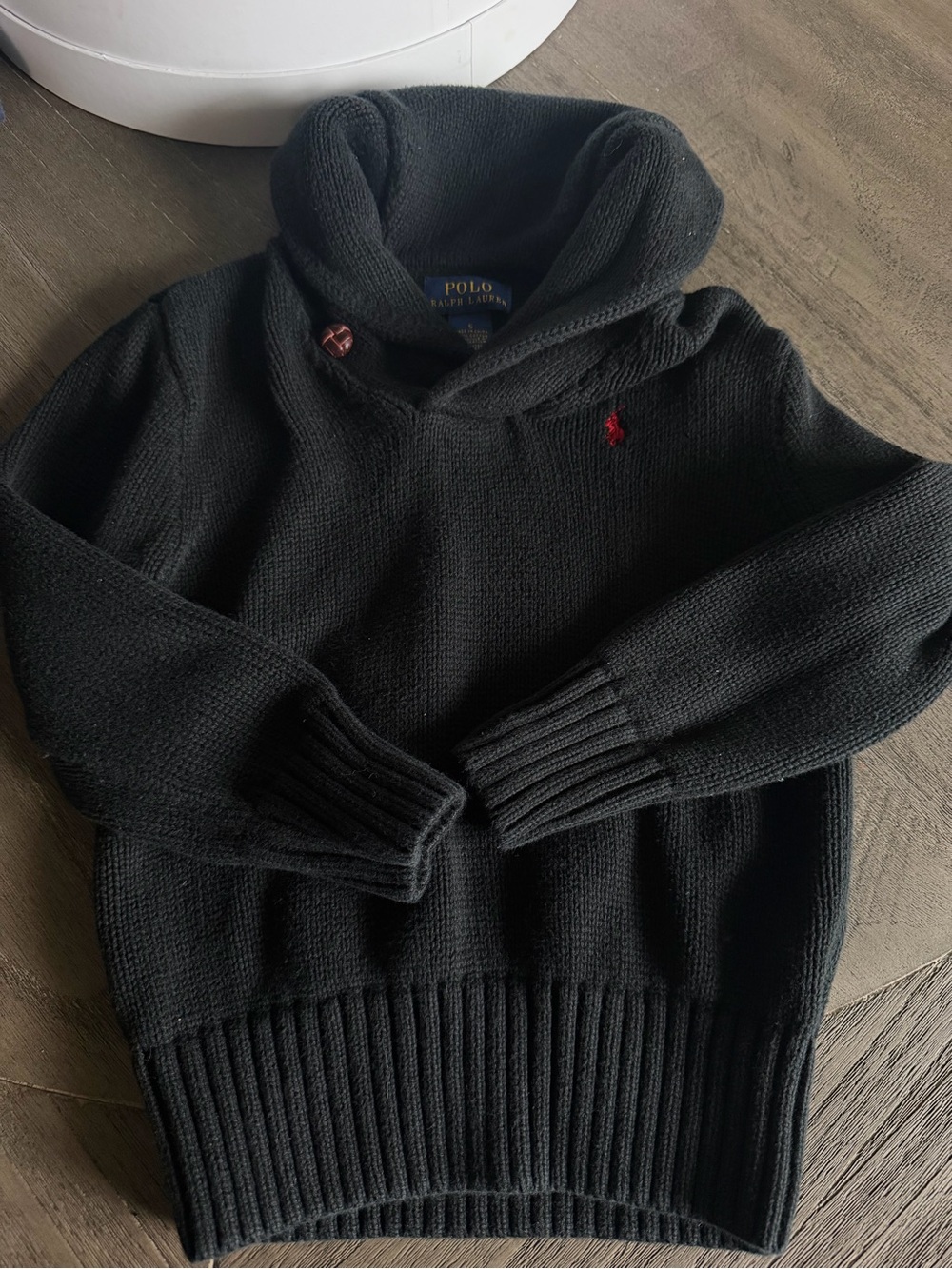 Polo by Ralph Lauren Black Hooded Sweater with Red Pony Logo